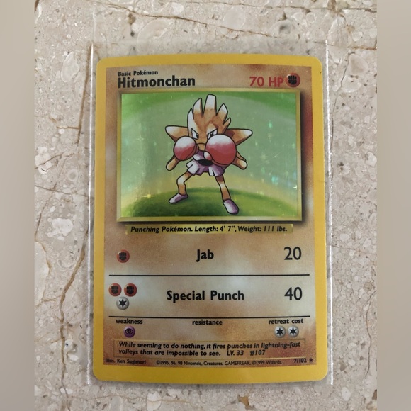 hitmonchan pokemon card value Rocket's 9/9 Winner Stamped Reverse Holo Rare Promo Commemorate your favorite tabletop game with this Hitmonchan 1999 Pokemon Base Set Shadowless Holo Rare #7 BGS Authenticated 6.5 Card Hitmonchan (046/096) - XY3 Rising